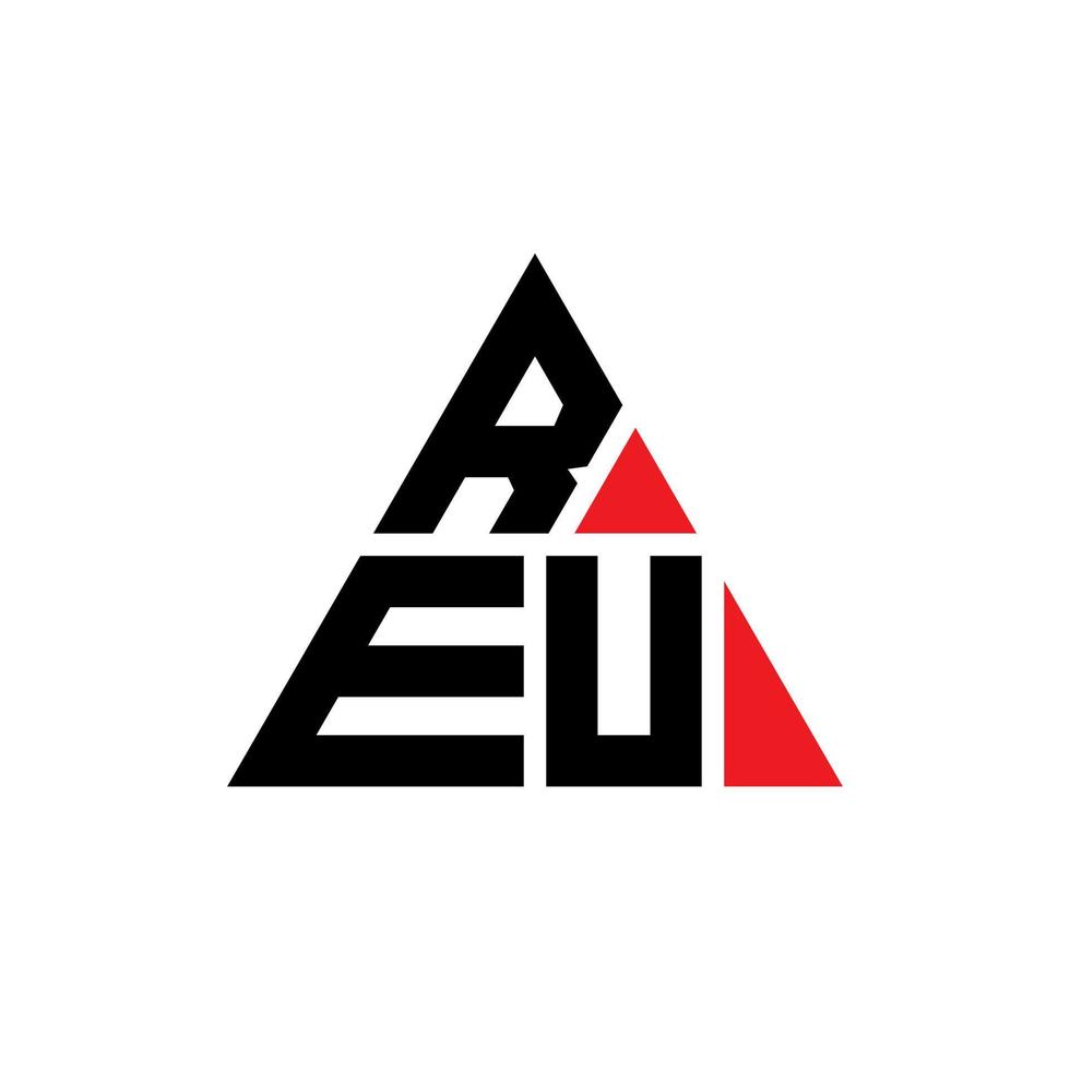 design del logo della lettera del triangolo reu con forma triangolare. monogramma di design del logo del triangolo reu. modello di logo vettoriale triangolo reu con colore rosso. logo triangolare reu logo semplice, elegante e lussuoso.