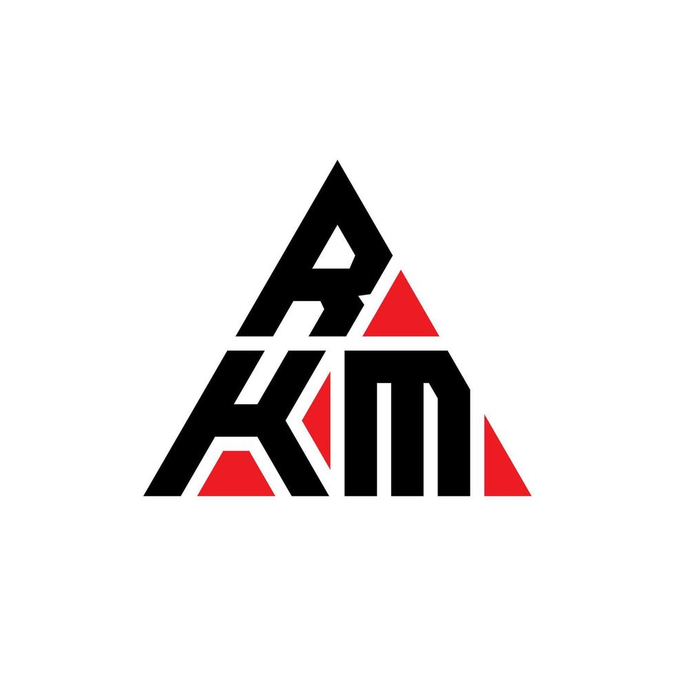 design del logo della lettera del triangolo rkm con forma triangolare. monogramma di design del logo del triangolo rkm. modello di logo vettoriale triangolo rkm con colore rosso. logo triangolare rkm logo semplice, elegante e lussuoso.