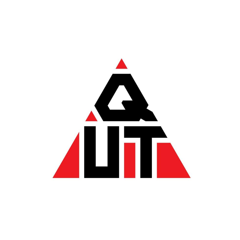 design del logo della lettera del triangolo qut con forma triangolare. qut triangolo logo design monogramma. modello di logo vettoriale triangolo qut con colore rosso. logo triangolare qut logo semplice, elegante e lussuoso.