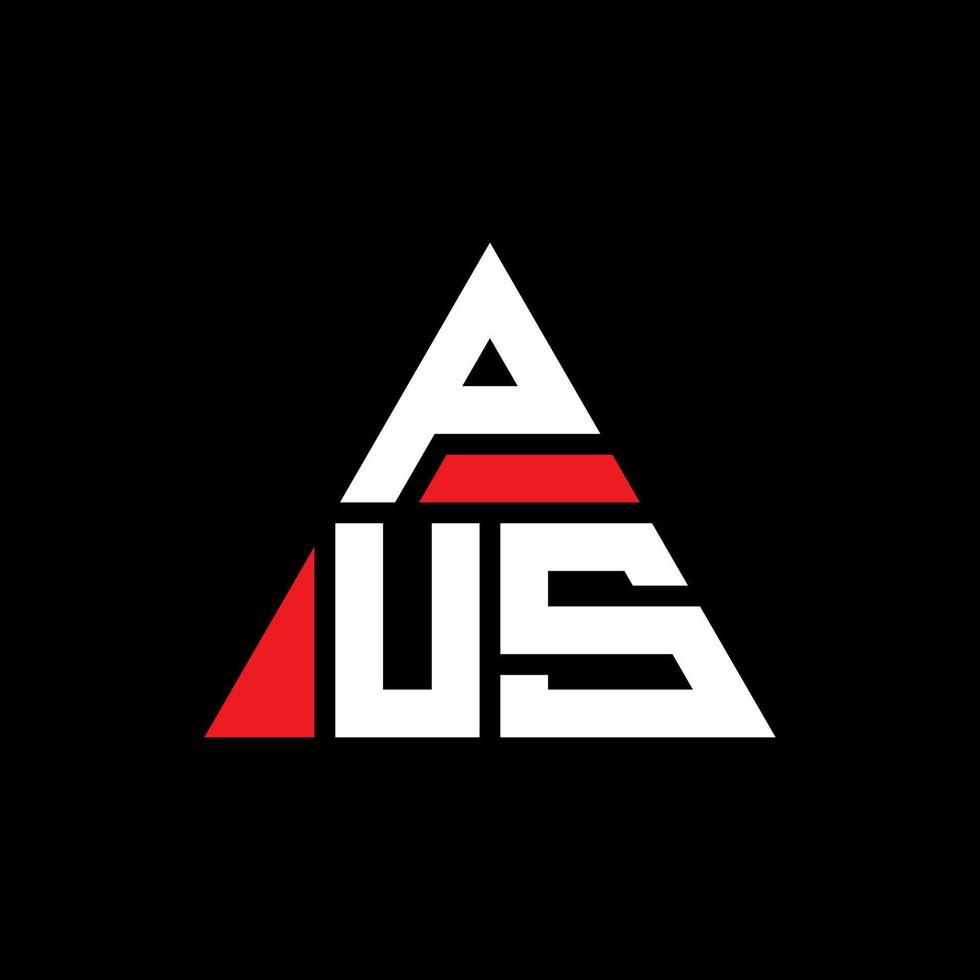 design del logo della lettera triangolo pus con forma triangolare. monogramma di design con logo triangolo pus. modello di logo vettoriale triangolo pus con colore rosso. logo triangolare pus logo semplice, elegante e lussuoso.