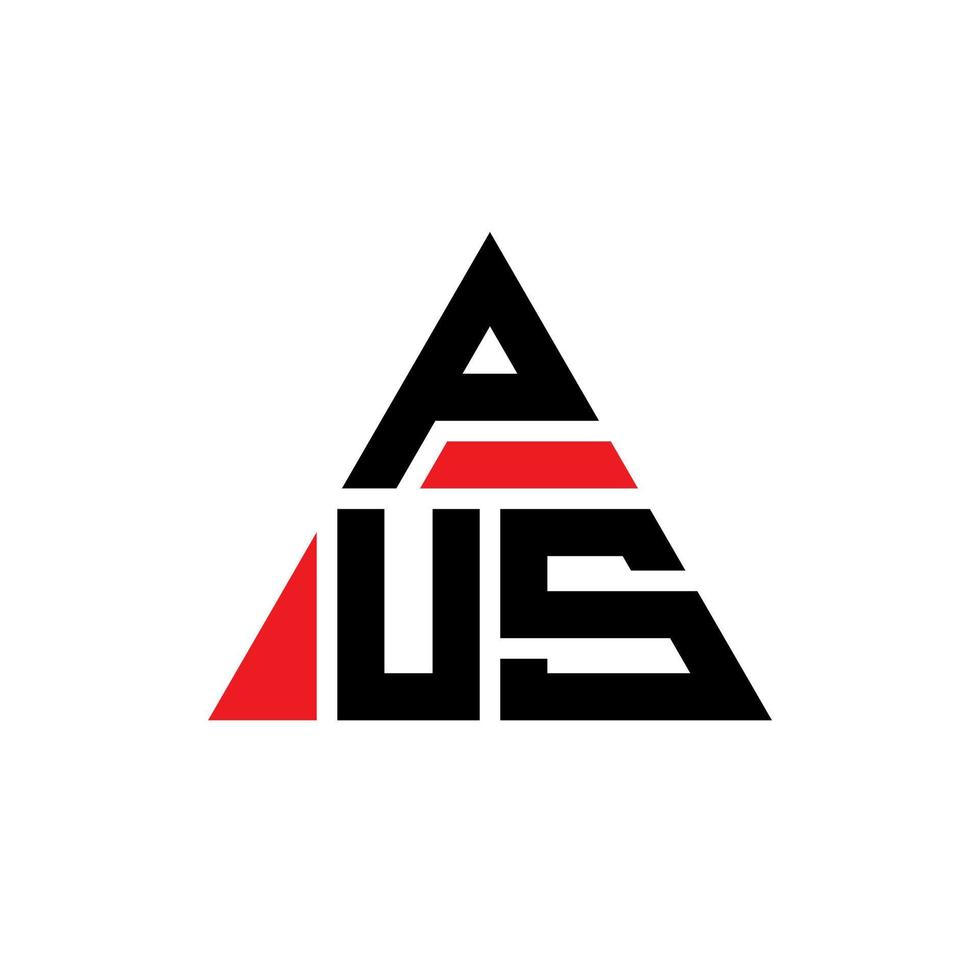 design del logo della lettera triangolo pus con forma triangolare. monogramma di design con logo triangolo pus. modello di logo vettoriale triangolo pus con colore rosso. logo triangolare pus logo semplice, elegante e lussuoso.
