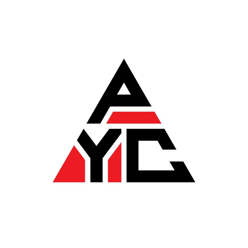 pyc triangolo lettera logo design con forma triangolare. pyc triangolo logo design monogramma. modello di logo vettoriale triangolo pyc con colore rosso. pyc logo triangolare logo semplice, elegante e lussuoso.