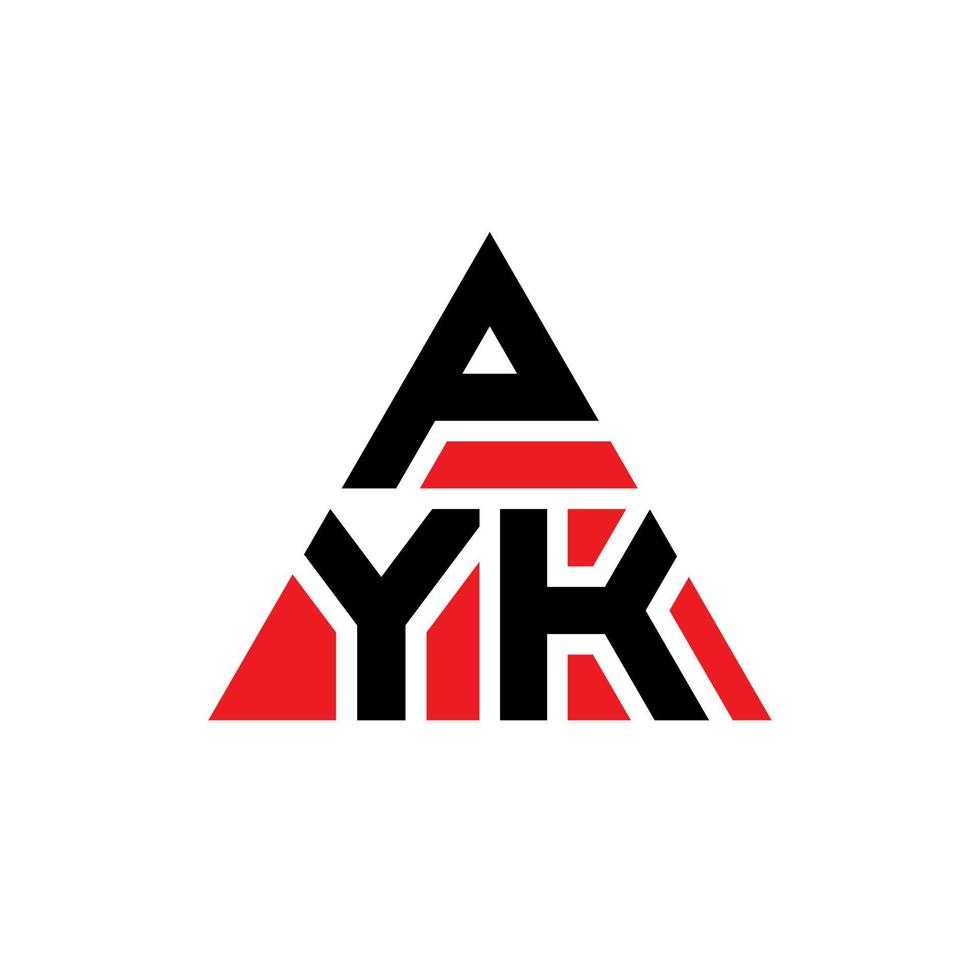 pyk triangolo lettera logo design con forma triangolare. pyk triangolo logo design monogramma. modello di logo vettoriale triangolo pyk con colore rosso. logo triangolare pyk logo semplice, elegante e lussuoso.