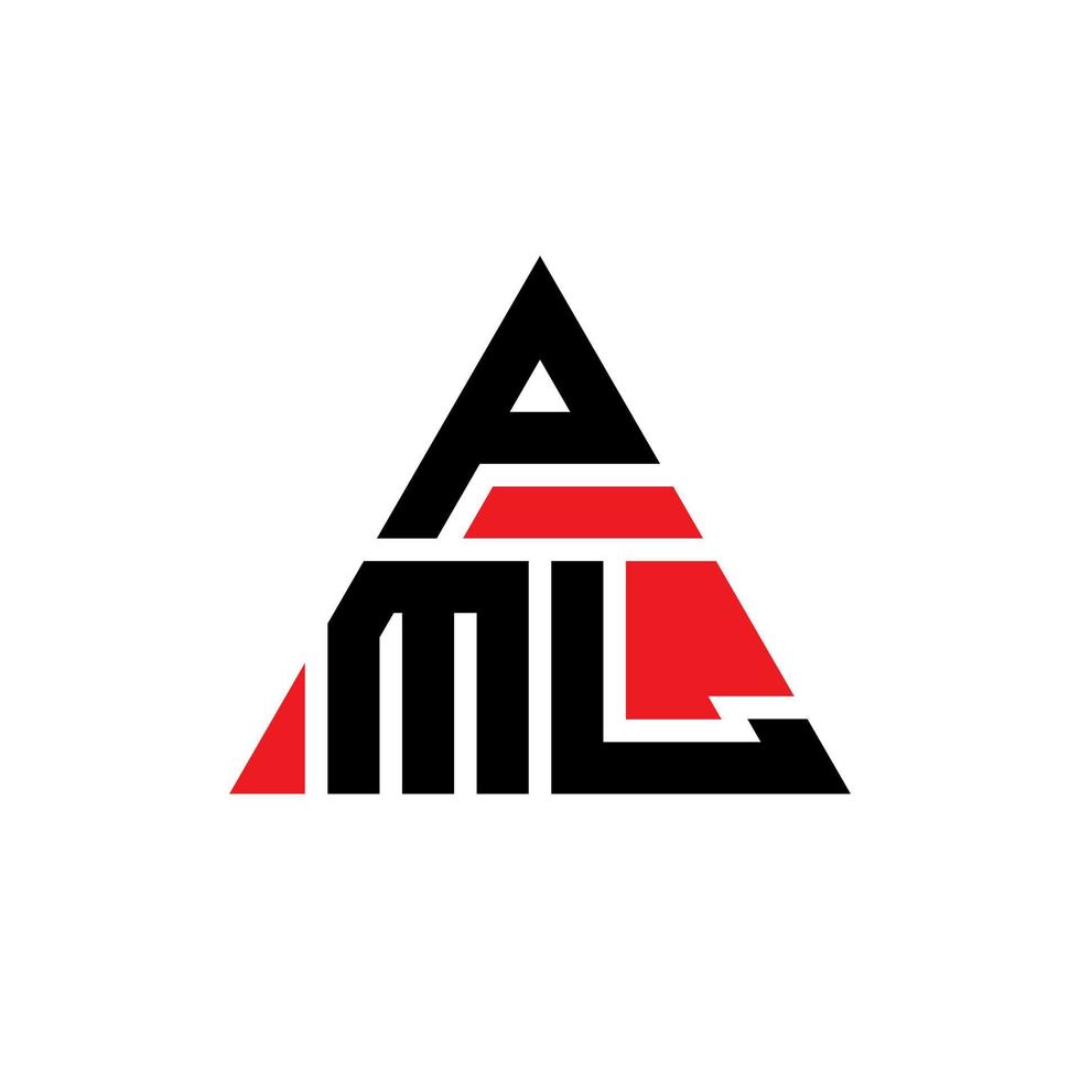 design del logo della lettera triangolare pml con forma triangolare. monogramma del design del logo del triangolo pml. modello di logo vettoriale triangolo pml con colore rosso. logo triangolare pml logo semplice, elegante e lussuoso.