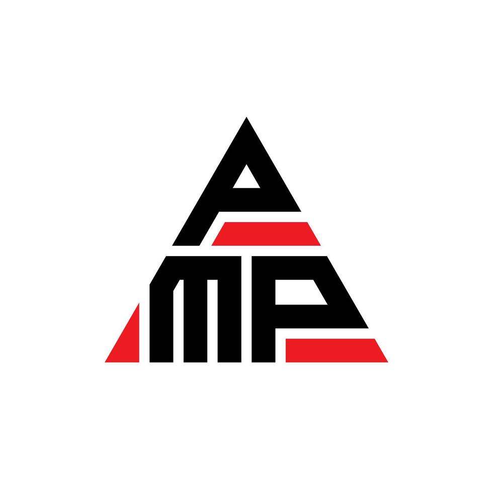 design del logo della lettera triangolare pmp con forma triangolare. monogramma del design del logo del triangolo pmp. modello di logo vettoriale triangolo pmp con colore rosso. logo triangolare pmp logo semplice, elegante e lussuoso.