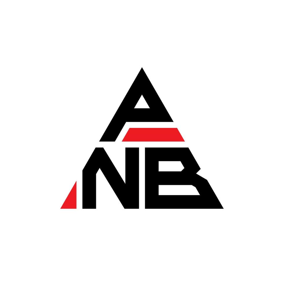 design del logo della lettera triangolare pnb con forma triangolare. monogramma di design del logo del triangolo pnb. modello di logo vettoriale triangolo pnb con colore rosso. pnb logo triangolare logo semplice, elegante e lussuoso.