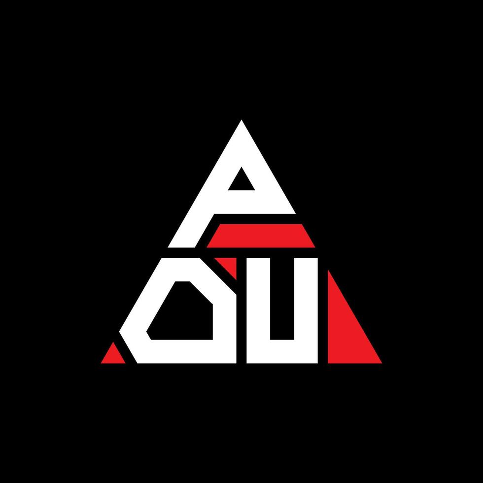 design del logo della lettera triangolare pou con forma triangolare. monogramma design logo triangolo pou. modello di logo vettoriale triangolo pou con colore rosso. pou logo triangolare logo semplice, elegante e lussuoso.