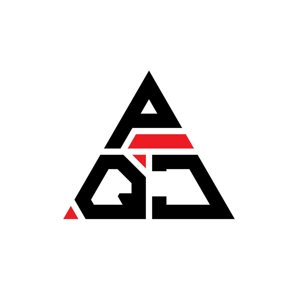 design del logo della lettera triangolare pqj con forma triangolare. monogramma di design del logo del triangolo pqj. modello di logo vettoriale triangolo pqj con colore rosso. pqj logo triangolare logo semplice, elegante e lussuoso.