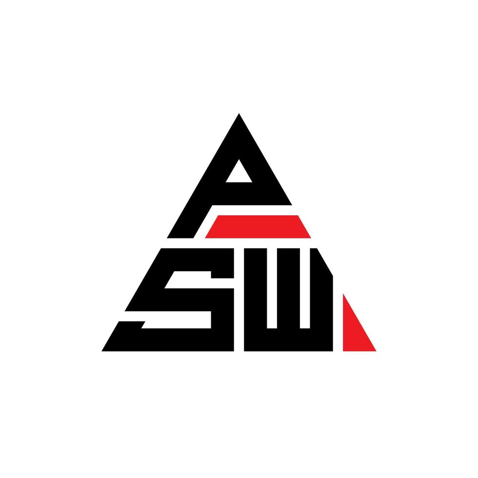 design del logo della lettera del triangolo psw con forma triangolare. psw triangolo logo design monogramma. modello di logo vettoriale triangolo psw con colore rosso. logo triangolare psw logo semplice, elegante e lussuoso.