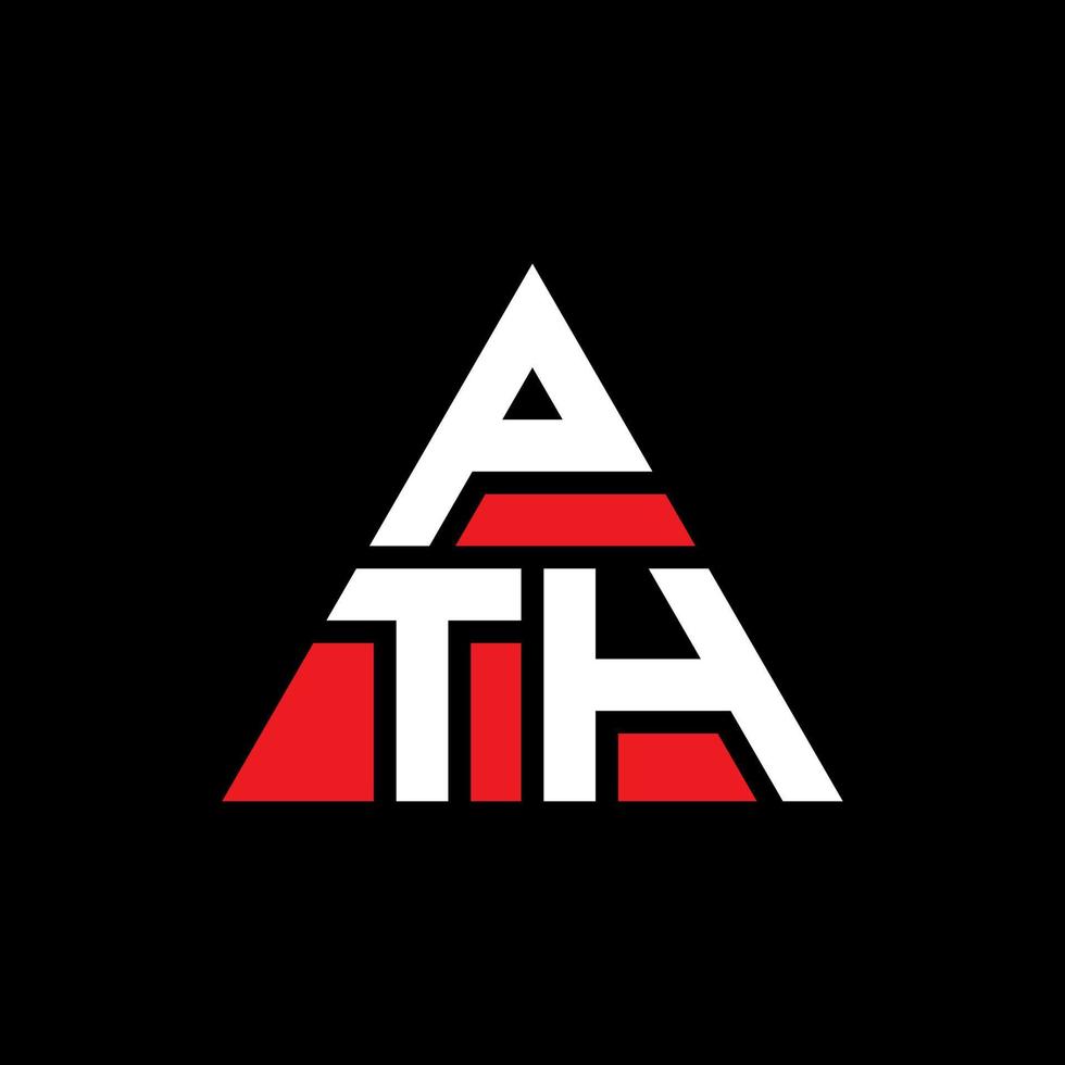 design del logo della lettera triangolare pth con forma triangolare. monogramma di design del logo del triangolo pth. modello di logo vettoriale triangolo pth con colore rosso. pth logo triangolare logo semplice, elegante e lussuoso.