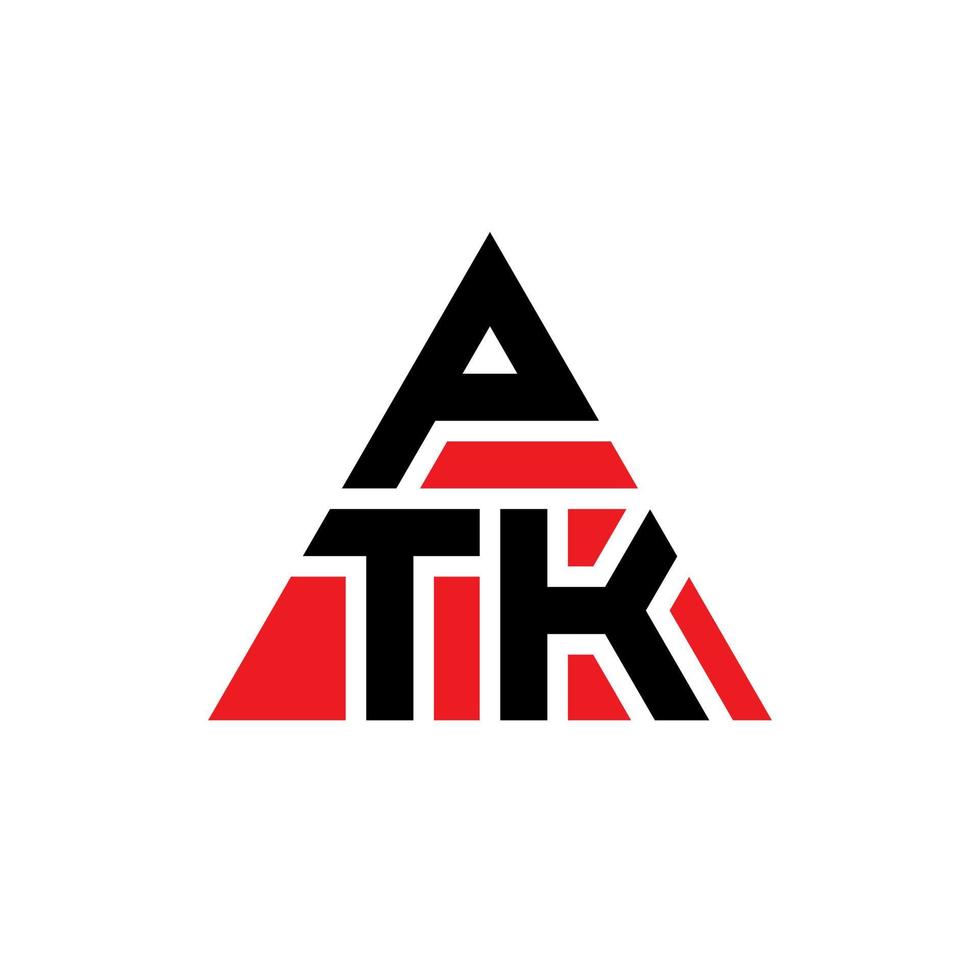 design del logo della lettera del triangolo ptk con forma triangolare. monogramma di design con logo triangolo ptk. modello di logo vettoriale triangolo ptk con colore rosso. logo triangolare ptk logo semplice, elegante e lussuoso.