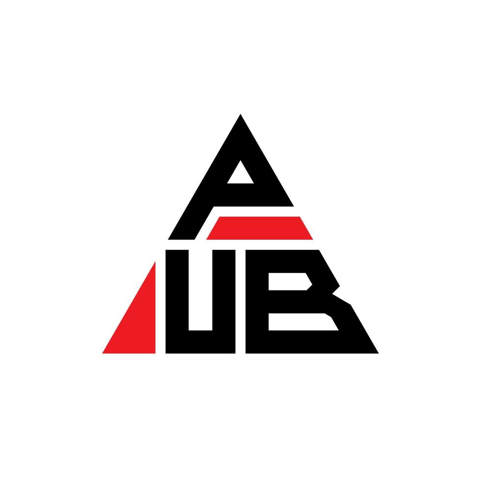 design del logo della lettera triangolo pub con forma triangolare. monogramma design logo triangolo pub. modello di logo vettoriale triangolo pub con colore rosso. logo triangolare pub logo semplice, elegante e lussuoso.