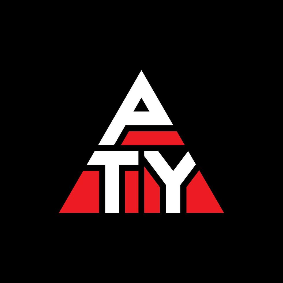 design del logo della lettera triangolare pty con forma triangolare. monogramma di design del logo del triangolo pty. modello di logo vettoriale triangolo pty con colore rosso. pty logo triangolare logo semplice, elegante e lussuoso.