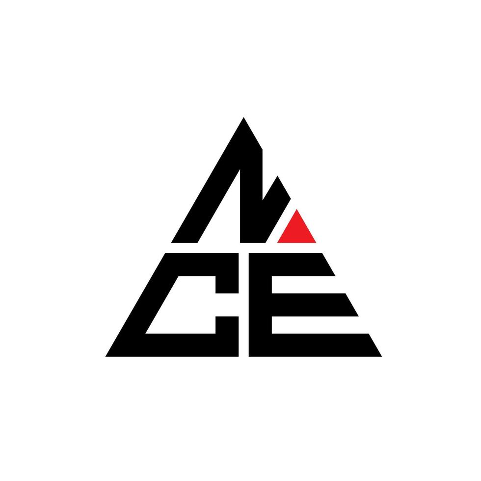 design del logo della lettera triangolare nce con forma triangolare. nce triangolo logo design monogramma. modello di logo vettoriale triangolo nce con colore rosso. nce logo triangolare logo semplice, elegante e lussuoso.