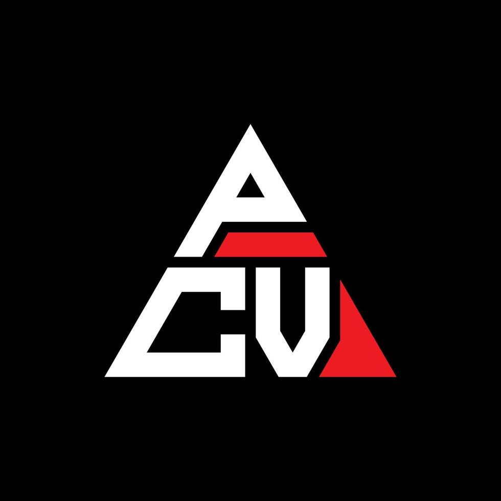 design del logo della lettera del triangolo del pcv con forma triangolare. monogramma di design con logo triangolo pcv. modello di logo vettoriale triangolo pcv con colore rosso. logo triangolare pcv logo semplice, elegante e lussuoso.