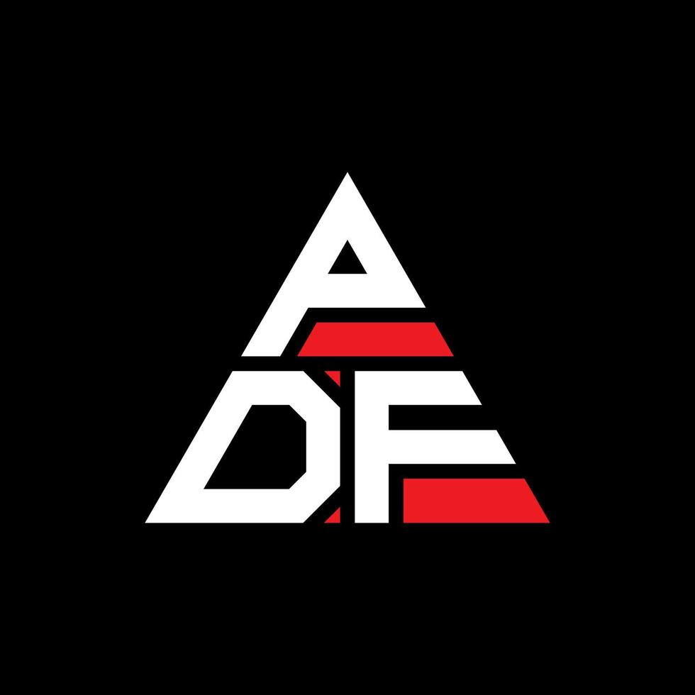pdf triangolo lettera logo design con forma triangolare. pdf triangolo logo design monogramma. modello di logo vettoriale triangolo pdf con colore rosso. pdf logo triangolare logo semplice, elegante e lussuoso.
