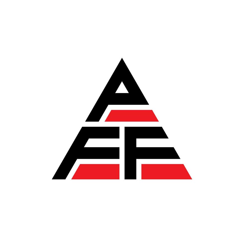 design del logo della lettera triangolare pff con forma triangolare. monogramma del design del logo del triangolo pff. modello di logo vettoriale triangolo pff con colore rosso. pff logo triangolare logo semplice, elegante e lussuoso.
