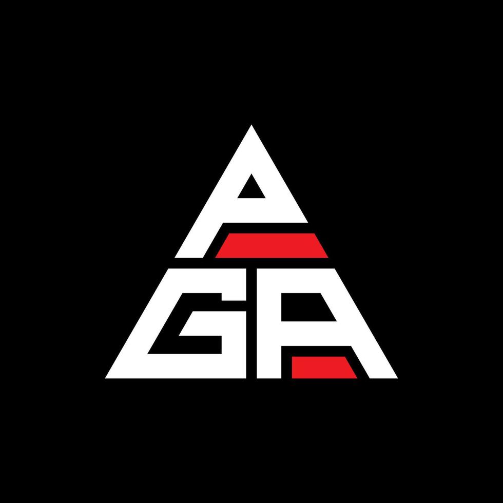 design del logo della lettera triangolo pga con forma triangolare. monogramma di progettazione logo triangolo pga. modello di logo vettoriale triangolo pga con colore rosso. logo triangolare pga logo semplice, elegante e lussuoso.