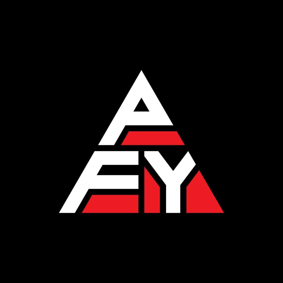 design del logo della lettera triangolare pfy con forma triangolare. monogramma di design del logo del triangolo pfy. modello di logo vettoriale triangolo pfy con colore rosso. pfy logo triangolare logo semplice, elegante e lussuoso.