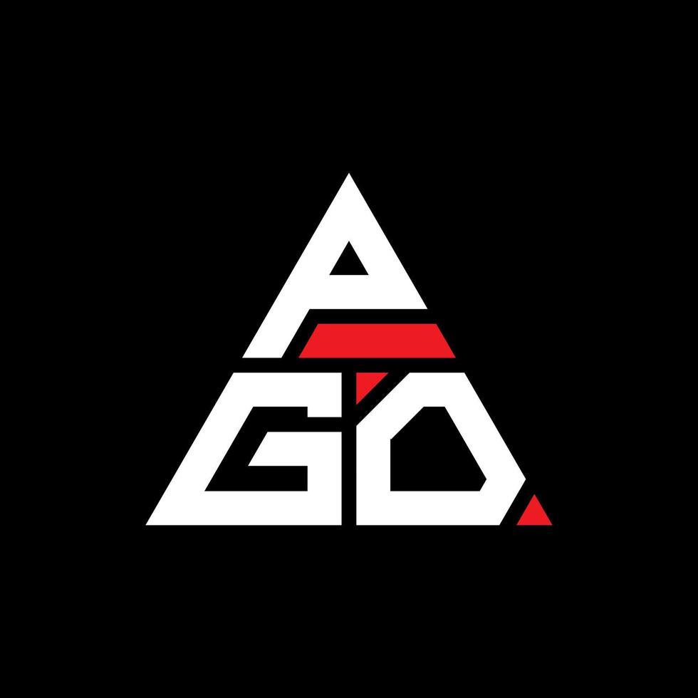 logo lettera triangolare pgo con forma triangolare. monogramma di design del logo del triangolo pgo. modello di logo vettoriale triangolo pgo con colore rosso. logo triangolare pgo logo semplice, elegante e lussuoso.