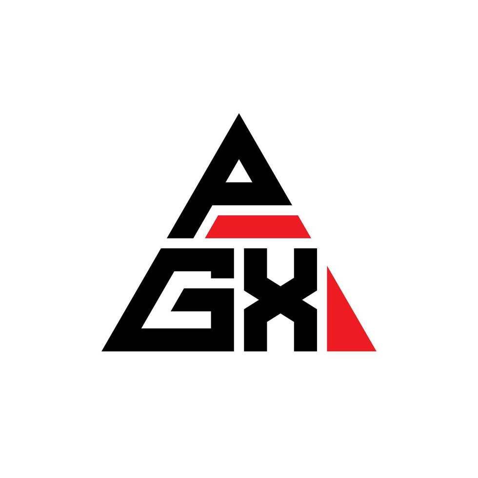design del logo della lettera triangolare pgx con forma triangolare. monogramma di progettazione del logo del triangolo pgx. modello di logo vettoriale triangolo pgx con colore rosso. pgx logo triangolare logo semplice, elegante e lussuoso.