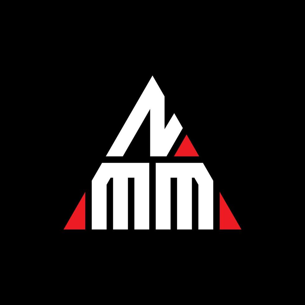 design del logo della lettera triangolare nmm con forma triangolare. monogramma di design del logo del triangolo nmm. modello di logo vettoriale triangolo nmm con colore rosso. logo triangolare nmm logo semplice, elegante e lussuoso.