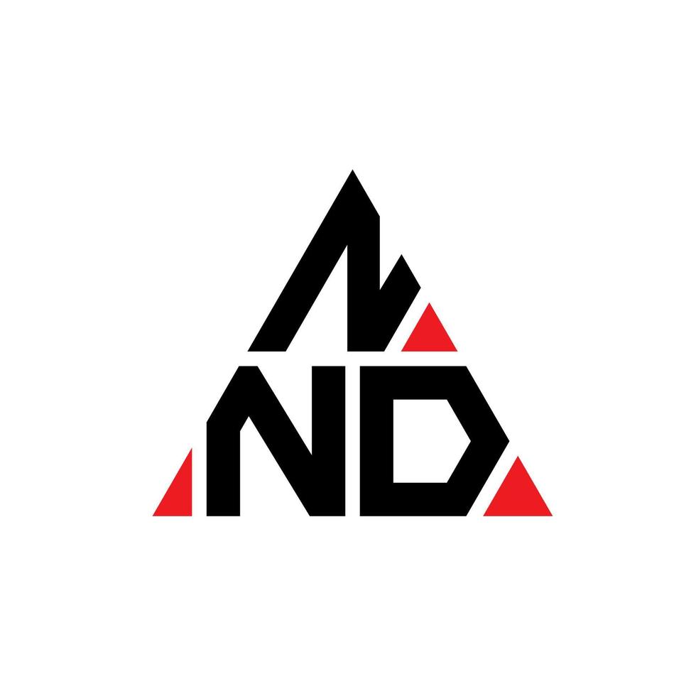 nd design del logo della lettera triangolare con forma triangolare. nd monogramma del design del logo del triangolo. modello di logo vettoriale triangolo nnd con colore rosso. nnd logo triangolare logo semplice, elegante e lussuoso.