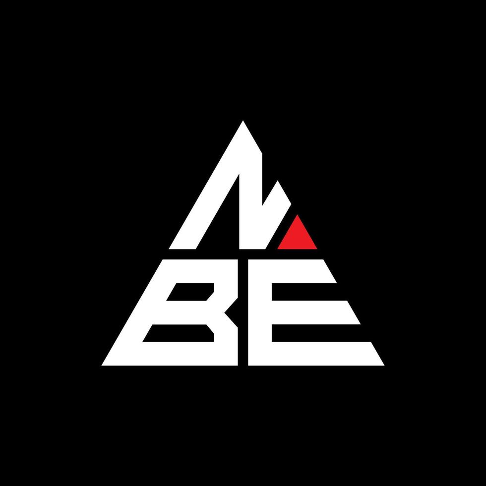 design del logo della lettera triangolare nbe con forma triangolare. nbe triangolo logo design monogramma. modello di logo vettoriale triangolo nbe con colore rosso. logo triangolare nbe logo semplice, elegante e lussuoso.