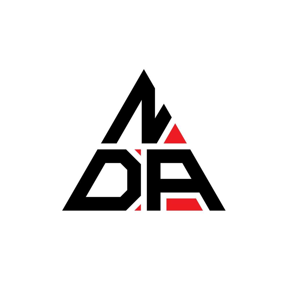 nda triangolo logo design lettera con forma triangolare. nda triangolo logo design monogramma. modello di logo vettoriale triangolo nda con colore rosso. nda logo triangolare logo semplice, elegante e lussuoso.