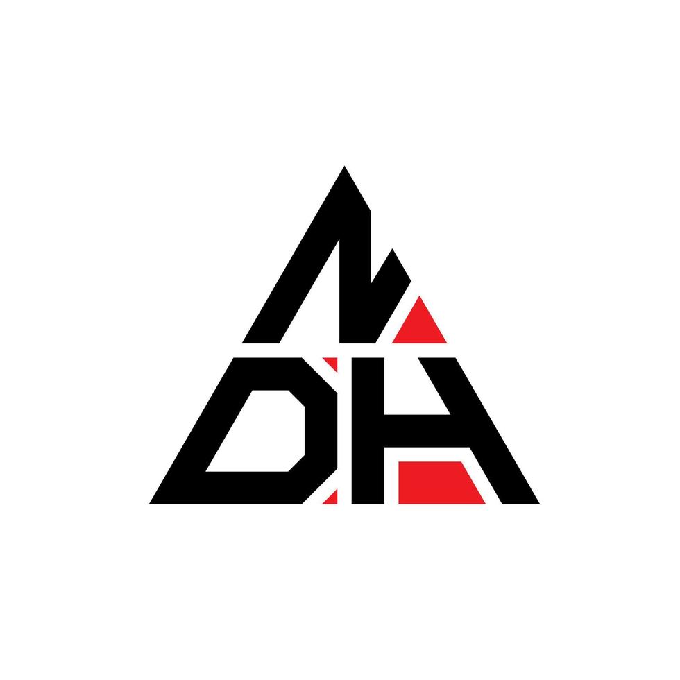 design del logo della lettera triangolare ndh con forma triangolare. monogramma di design del logo del triangolo ndh. modello di logo vettoriale triangolo ndh con colore rosso. ndh logo triangolare logo semplice, elegante e lussuoso.