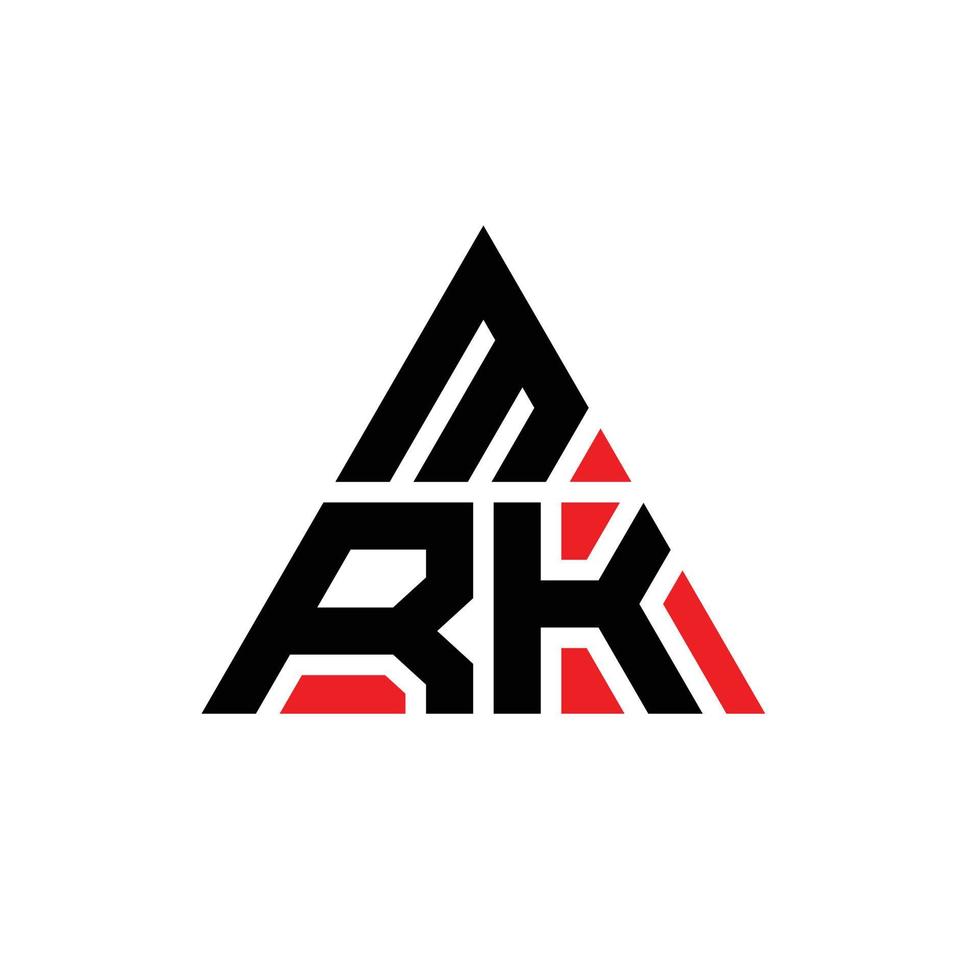 mrk triangolo lettera logo design con forma triangolare. monogramma di design del logo del triangolo mrk. modello di logo vettoriale triangolo mrk con colore rosso. logo triangolare mrk logo semplice, elegante e lussuoso.