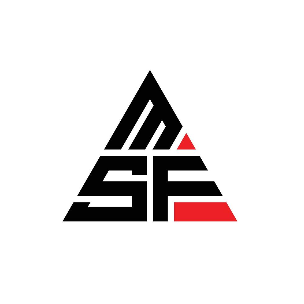 design del logo della lettera triangolare msf con forma triangolare. monogramma di design del logo del triangolo msf. modello di logo vettoriale triangolo msf con colore rosso. logo triangolare msf logo semplice, elegante e lussuoso.