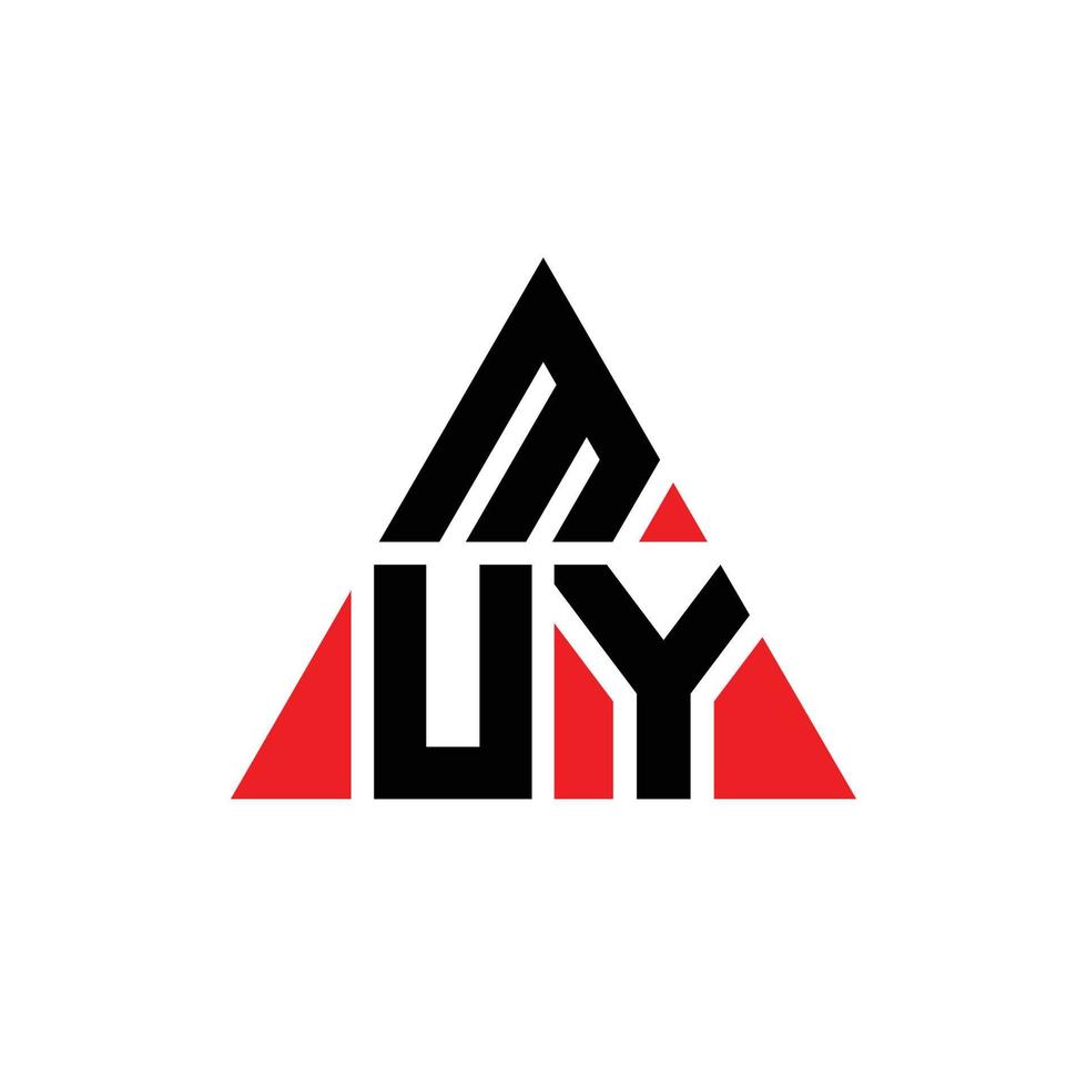 design del logo della lettera del triangolo muy con forma triangolare. monogramma di design del logo del triangolo muy. modello di logo vettoriale triangolo muy con colore rosso. logo triangolare muy logo semplice, elegante e lussuoso.