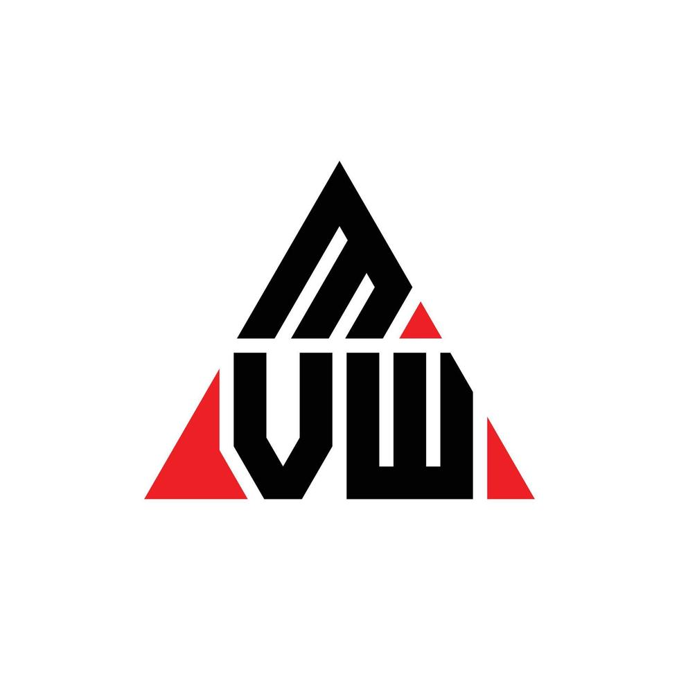 design del logo della lettera triangolo mvw con forma triangolare. monogramma di design del logo del triangolo mvw. modello di logo vettoriale triangolo mvw con colore rosso. logo triangolare mvw logo semplice, elegante e lussuoso.