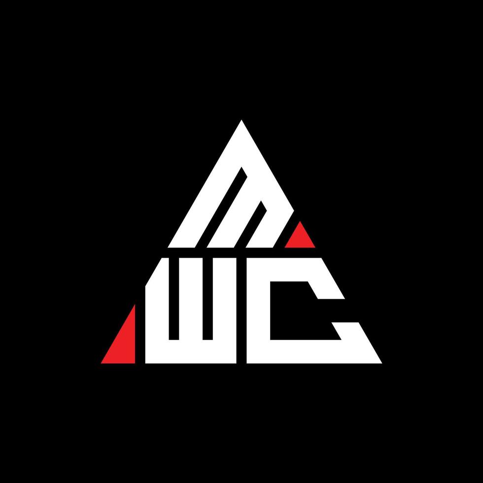 design del logo della lettera del triangolo mwc con forma triangolare. monogramma di design del logo del triangolo mwc. modello di logo vettoriale triangolo mwc con colore rosso. logo triangolare mwc logo semplice, elegante e lussuoso.