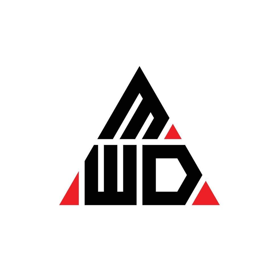 design del logo della lettera del triangolo mwd con forma triangolare. monogramma di design del logo del triangolo mwd. modello di logo vettoriale triangolo mwd con colore rosso. logo triangolare mwd logo semplice, elegante e lussuoso.