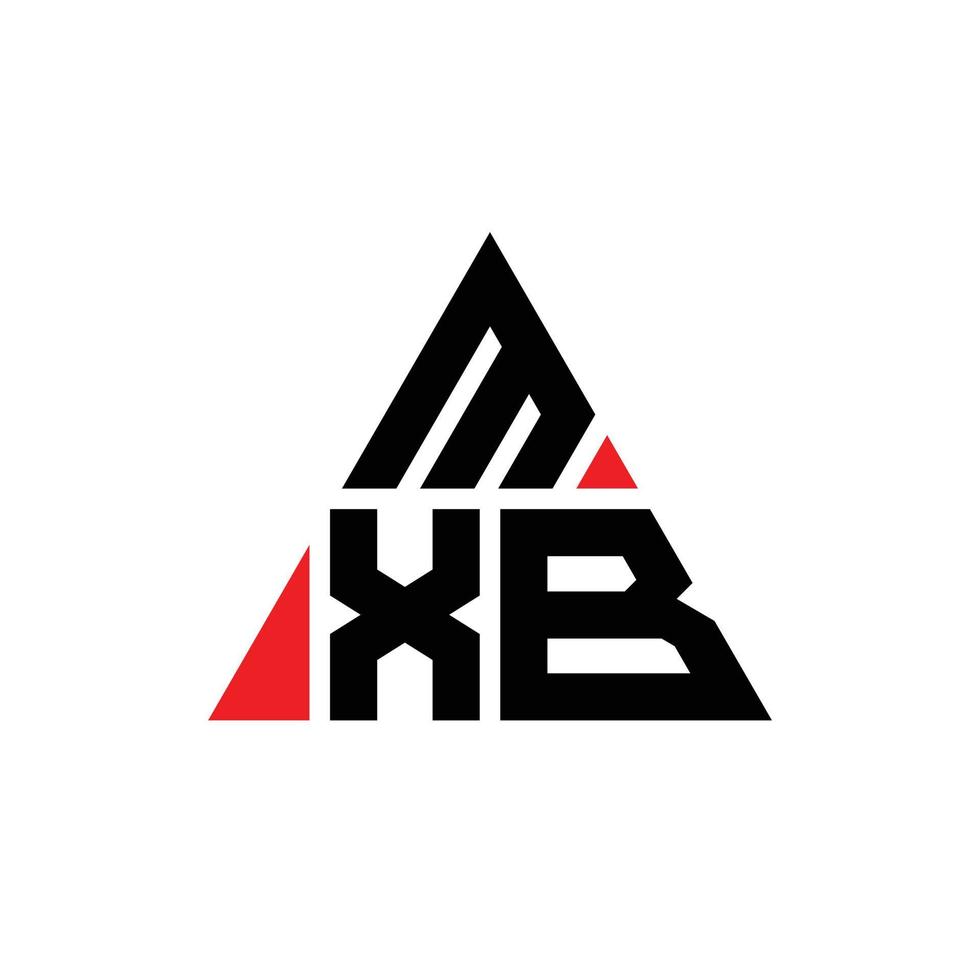 design del logo della lettera triangolare mxb con forma triangolare. monogramma di design del logo del triangolo mxb. modello di logo vettoriale triangolo mxb con colore rosso. logo triangolare mxb logo semplice, elegante e lussuoso.