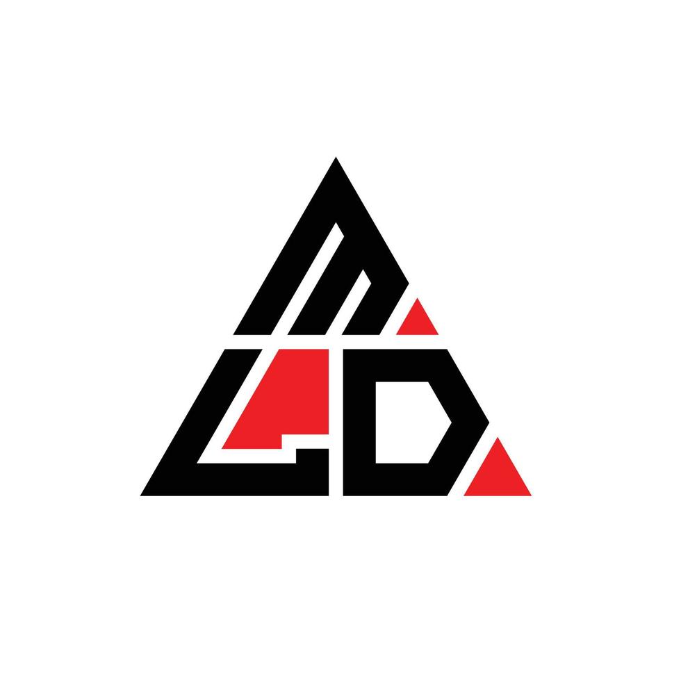 design del logo della lettera triangolare mld con forma triangolare. monogramma del design del logo del triangolo mld. modello di logo vettoriale triangolo mld con colore rosso. logo triangolare mld logo semplice, elegante e lussuoso.