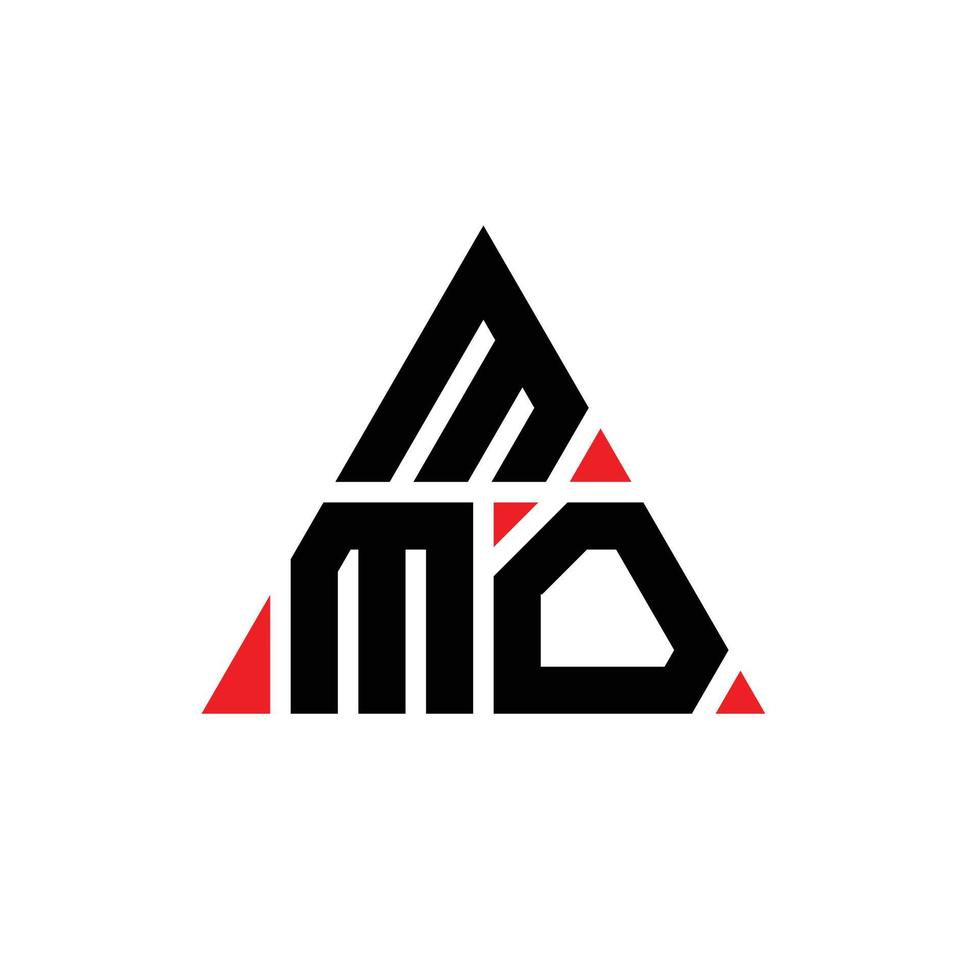 design del logo della lettera triangolare mmo con forma triangolare. monogramma di design del logo del triangolo mmo. modello di logo vettoriale triangolo mmo con colore rosso. logo triangolare mmo logo semplice, elegante e lussuoso.