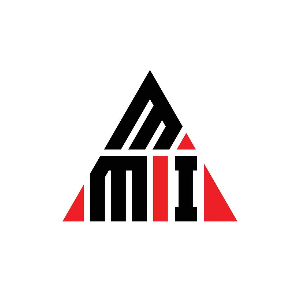 design del logo della lettera triangolare mmi con forma triangolare. monogramma di design del logo del triangolo mmi. modello di logo vettoriale triangolo mmi con colore rosso. logo triangolare mmi logo semplice, elegante e lussuoso.