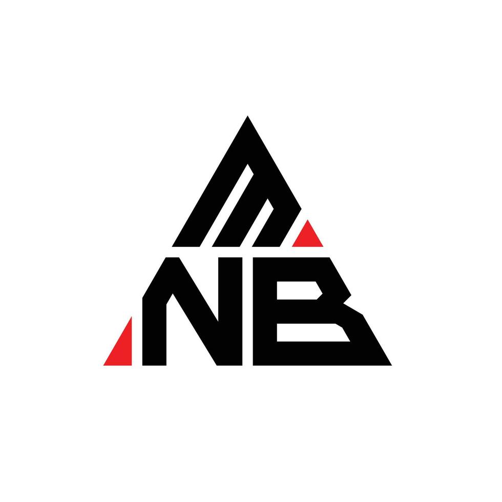 design del logo della lettera triangolare mnb con forma triangolare. Monogramma di design del logo del triangolo mnb. modello di logo vettoriale triangolo mnb con colore rosso. logo triangolare mnb logo semplice, elegante e lussuoso.