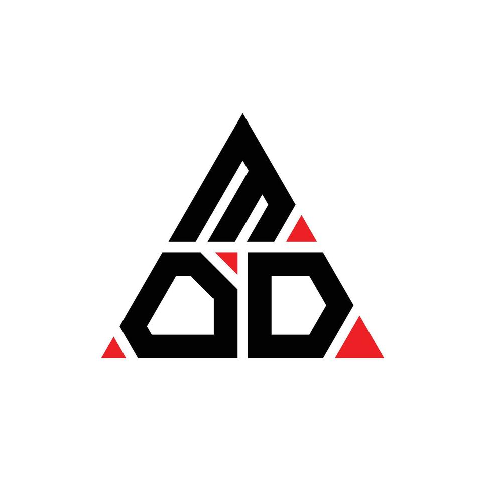 design del logo della lettera del triangolo mod con forma triangolare. monogramma di design del logo del triangolo mod. modello di logo vettoriale triangolo mod con colore rosso. logo triangolare mod logo semplice, elegante e lussuoso.