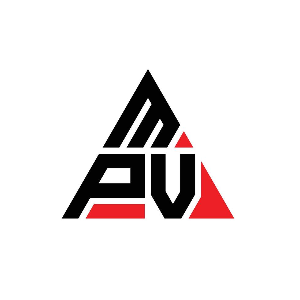 design del logo della lettera del triangolo mpv con forma triangolare. monogramma di design del logo del triangolo mpv. modello di logo vettoriale triangolo mpv con colore rosso. logo triangolare mpv logo semplice, elegante e lussuoso.