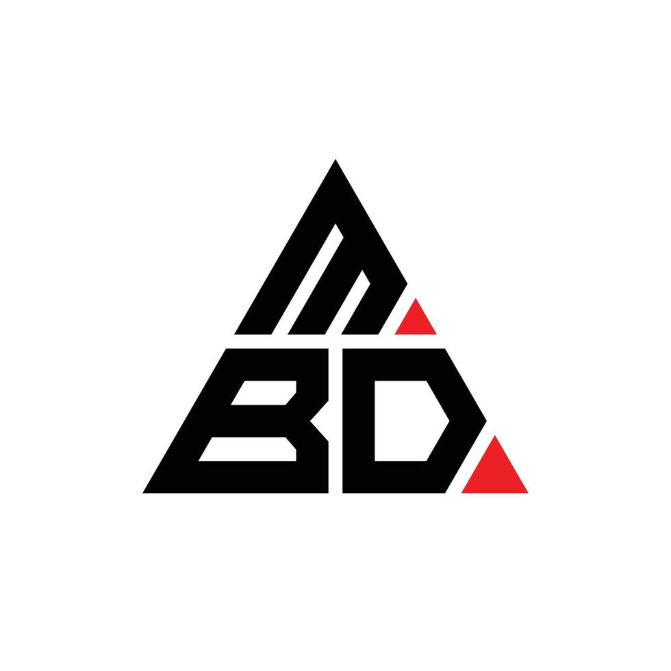 design del logo della lettera del triangolo mbd con forma triangolare. monogramma di design del logo del triangolo mbd. modello di logo vettoriale triangolo mbd con colore rosso. logo triangolare mbd logo semplice, elegante e lussuoso.
