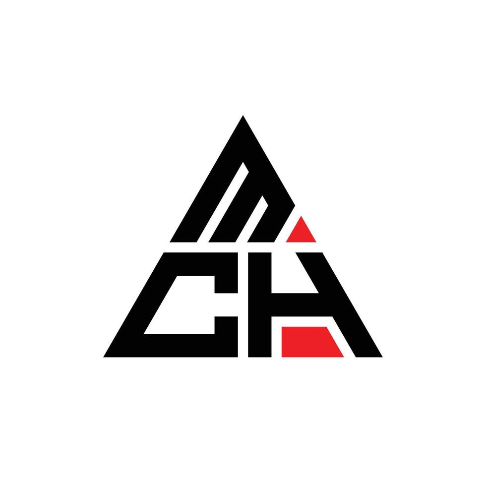 mch triangolo lettera logo design con forma triangolare. monogramma di design del logo del triangolo mch. modello di logo vettoriale triangolo mch con colore rosso. logo triangolare mch logo semplice, elegante e lussuoso.