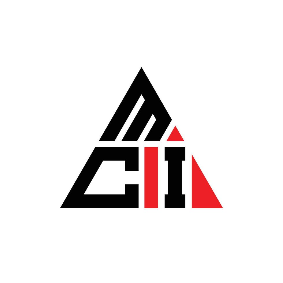 mci triangolo logo lettera design con forma triangolare. monogramma di design del logo del triangolo mci. modello di logo vettoriale triangolo mci con colore rosso. logo triangolare mci logo semplice, elegante e lussuoso.