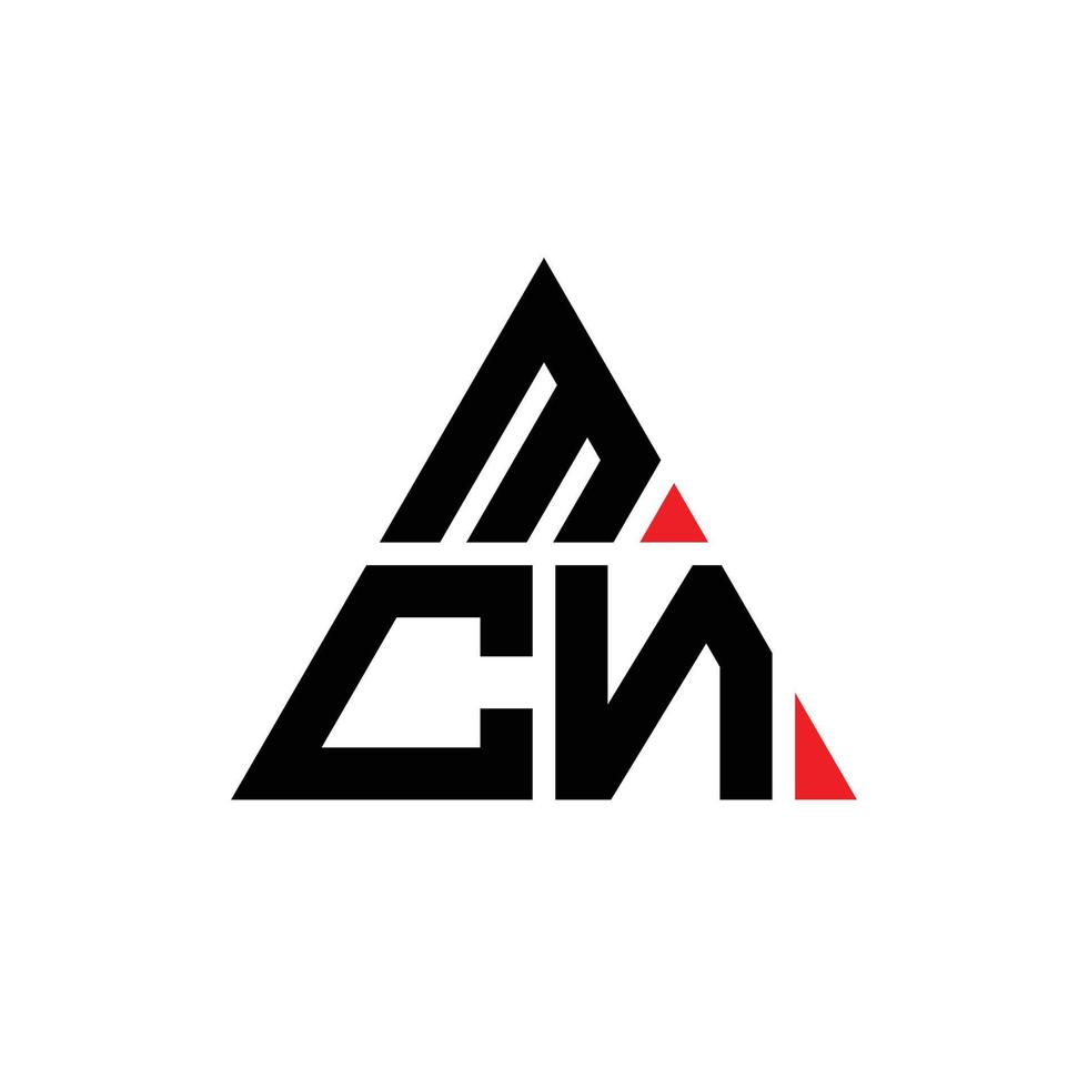 design del logo della lettera triangolo mcn con forma triangolare. monogramma di design del logo del triangolo mcn. modello di logo vettoriale triangolo mcn con colore rosso. logo triangolare mcn logo semplice, elegante e lussuoso.
