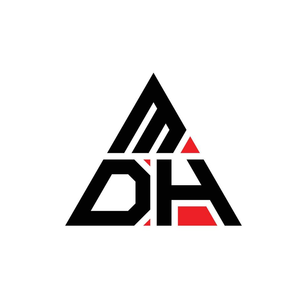 design del logo della lettera del triangolo mdh con forma triangolare. monogramma di design del logo del triangolo mdh. modello di logo vettoriale triangolo mdh con colore rosso. logo triangolare mdh logo semplice, elegante e lussuoso.