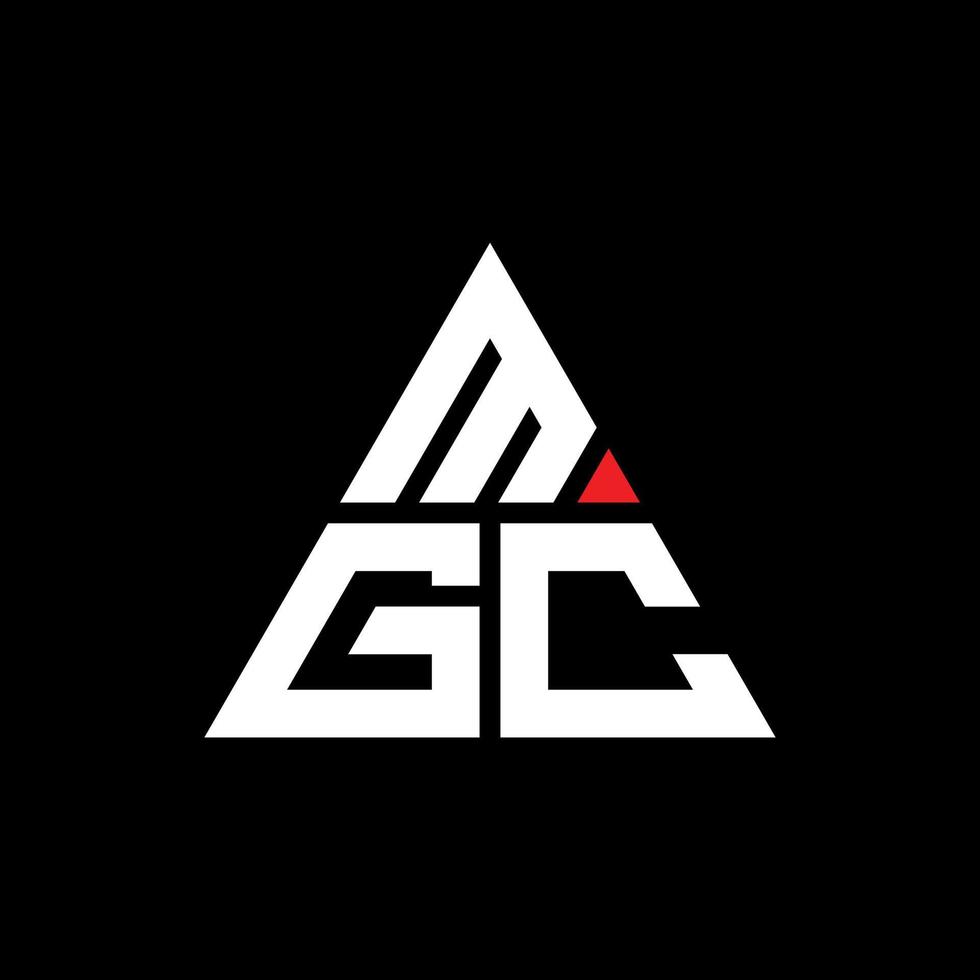 design del logo della lettera triangolare mgc con forma triangolare. monogramma di design del logo del triangolo mgc. modello di logo vettoriale triangolo mgc con colore rosso. logo triangolare mgc logo semplice, elegante e lussuoso.