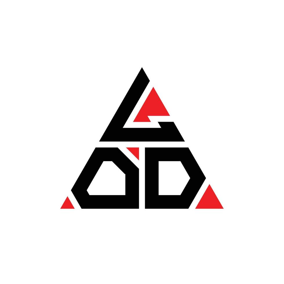design del logo della lettera del triangolo lod con forma triangolare. lod triangolo logo design monogramma. modello di logo vettoriale triangolo lod con colore rosso. lod logo triangolare logo semplice, elegante e lussuoso.